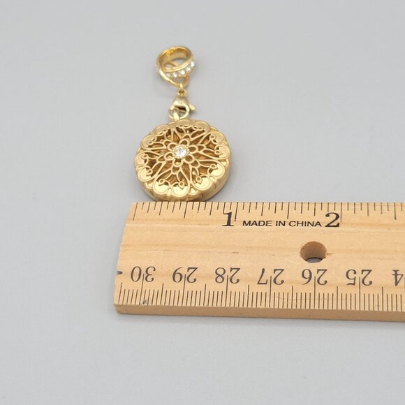 Origami Owl Locket Pendant Rhinestone Filigree Design Double Ring Charm - Picture 7 of 7